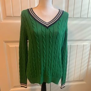 St. John’s Bay Green Cable Knit Sweater Size Large